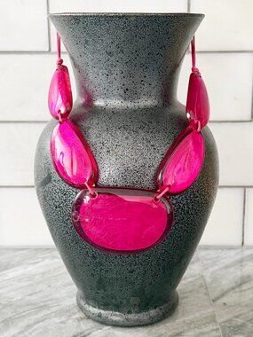 Bold Hot Pink Resin Barbiecore Statement Necklace